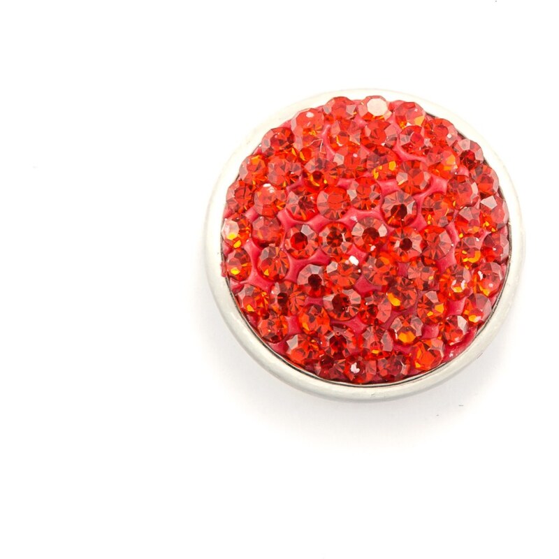 JewelsHall Knoflík Cvak - krystaly ve hmotě - červený - 1,8 cm