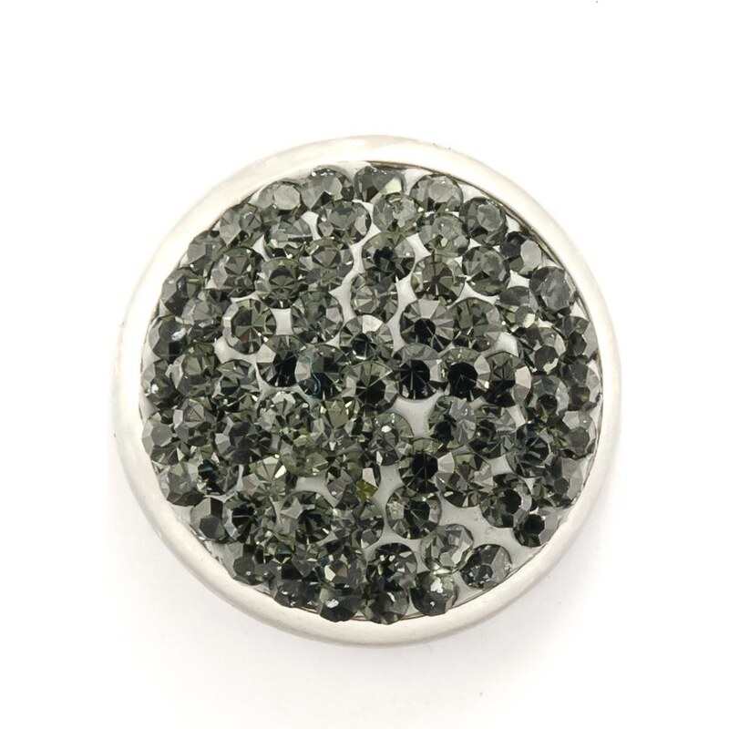JewelsHall Knoflík Cvak - krystaly ve hmotě - šedý - 1,8 cm