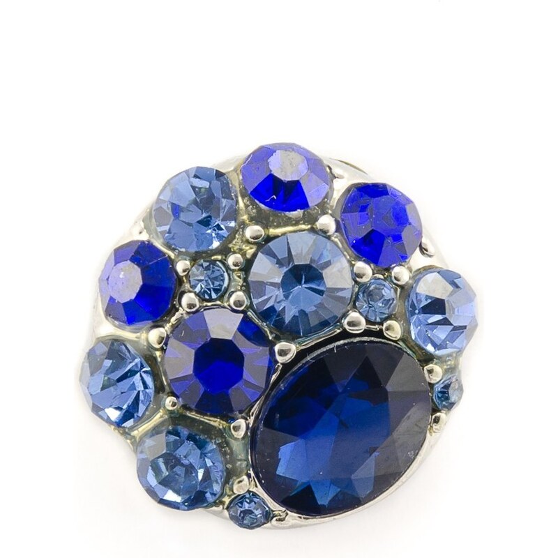 JewelsHall Knoflík Cvak - s kamínky - tmavě modrá - 1,8 cm