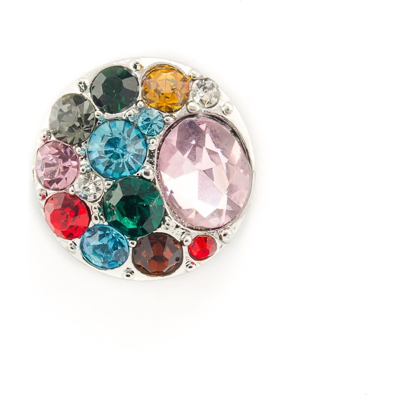 JewelsHall Knoflík Cvak - s kamínky - vícebarevné - 1,8 cm