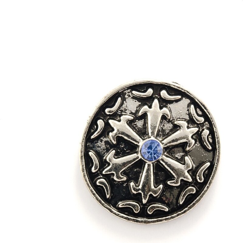 JewelsHall Knoflík Cvak - symbol s modrým kamínkem - 1,8 cm