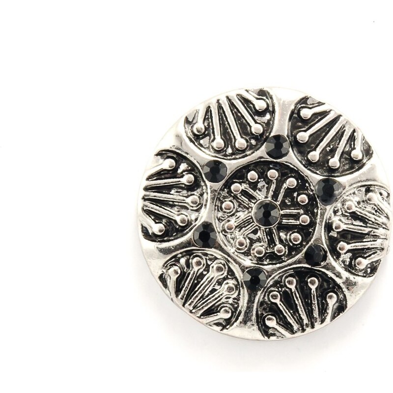 JewelsHall Knoflík Cvak - symbol s černými kamínky - 1,8 cm