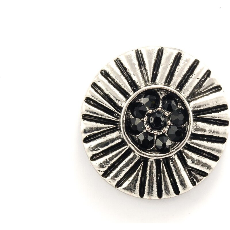 JewelsHall Knoflík Cvak - s černými krystaly - 1,8 cm