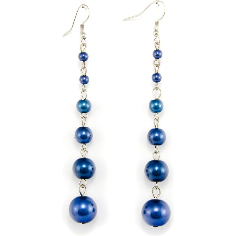 JewelsHall Visací náušnice dlouhé perlové - modré