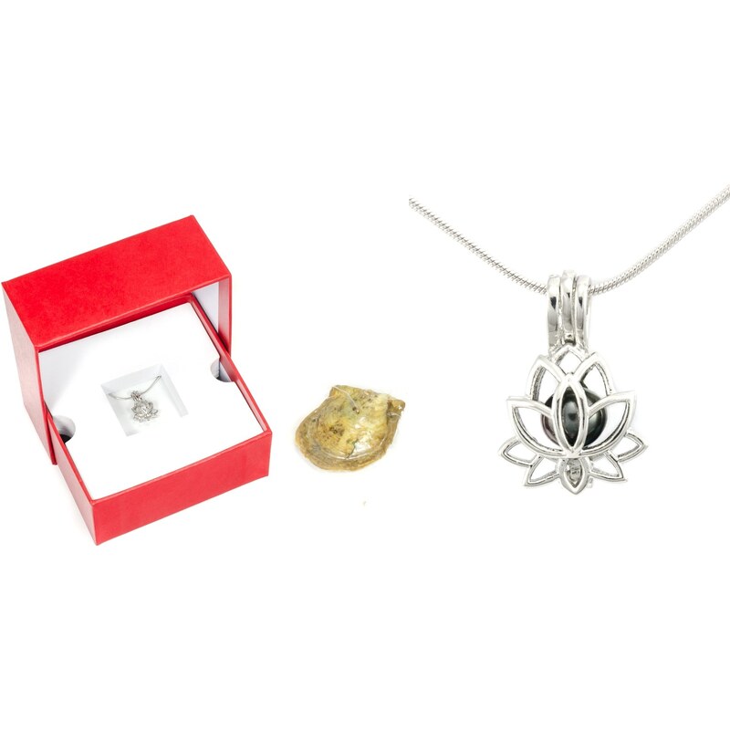 JewelsHall Perla přání - náhrdelník - lotosový květ - postříbřeno