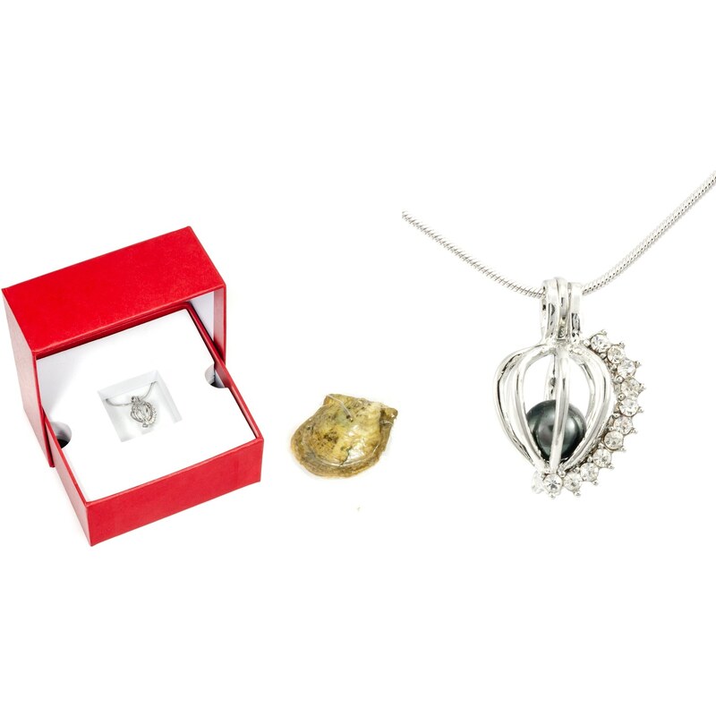 JewelsHall Perla přání - náhrdelník - klec se zirkony - postříbřeno