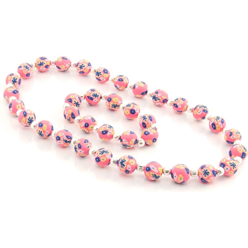JewelsHall Dětská sada náhrdelník + náramek - fimo - růžová