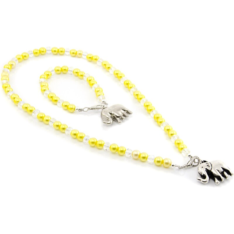 JewelsHall Dětská sada náhrdelník + náramek - slon - žlutá