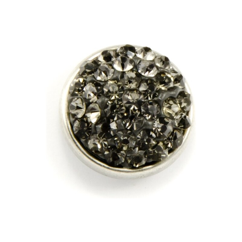 JewelsHall Knoflík Cvak - zirkony ve hmotě - šedý - 1,2 cm