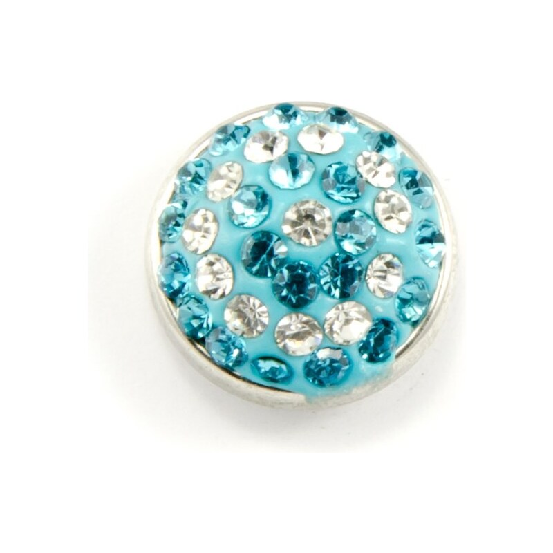 JewelsHall Knoflík Cvak - zirkony ve hmotě - modro-bílý - 1,2 cm