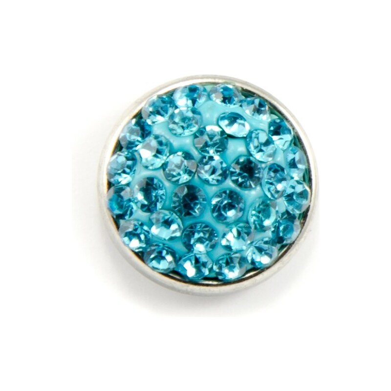 JewelsHall Knoflík Cvak - zirkony ve hmotě - modrý - 1,2 cm