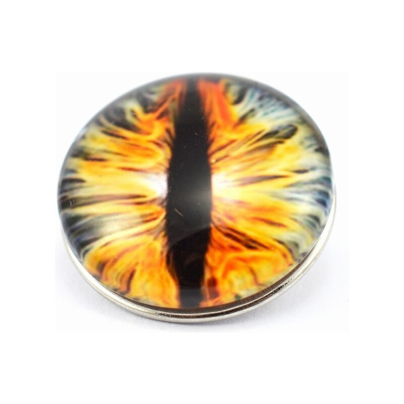 JewelsHall Knoflík Cvak - kabošon oko - oheň - 1,8 cm