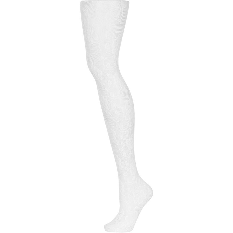 Topshop White Floral Lace Tights