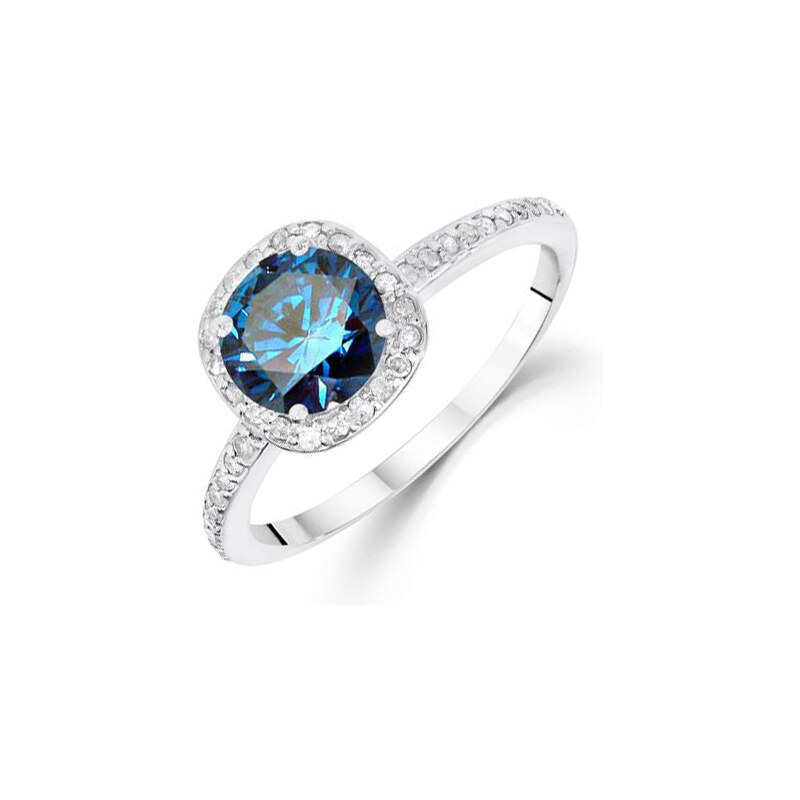 Eppi Zásnubní prsten s modrým diamantem a diamanty Eshana