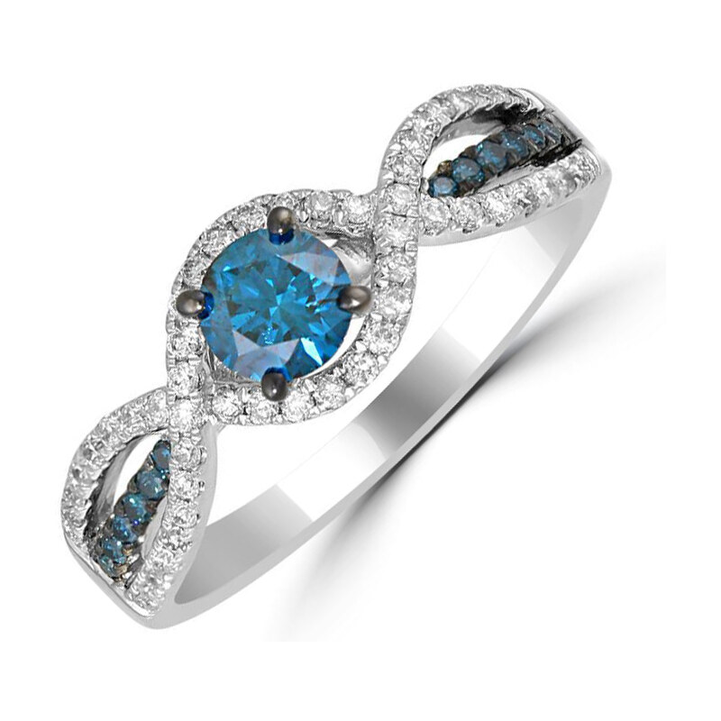 Eppi Zásnubní prsten s modrými a bílými diamanty Milys