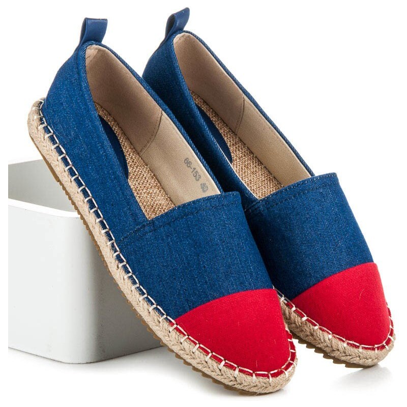 La Bella shoes Módní modré espadrilky s červenou špičkou