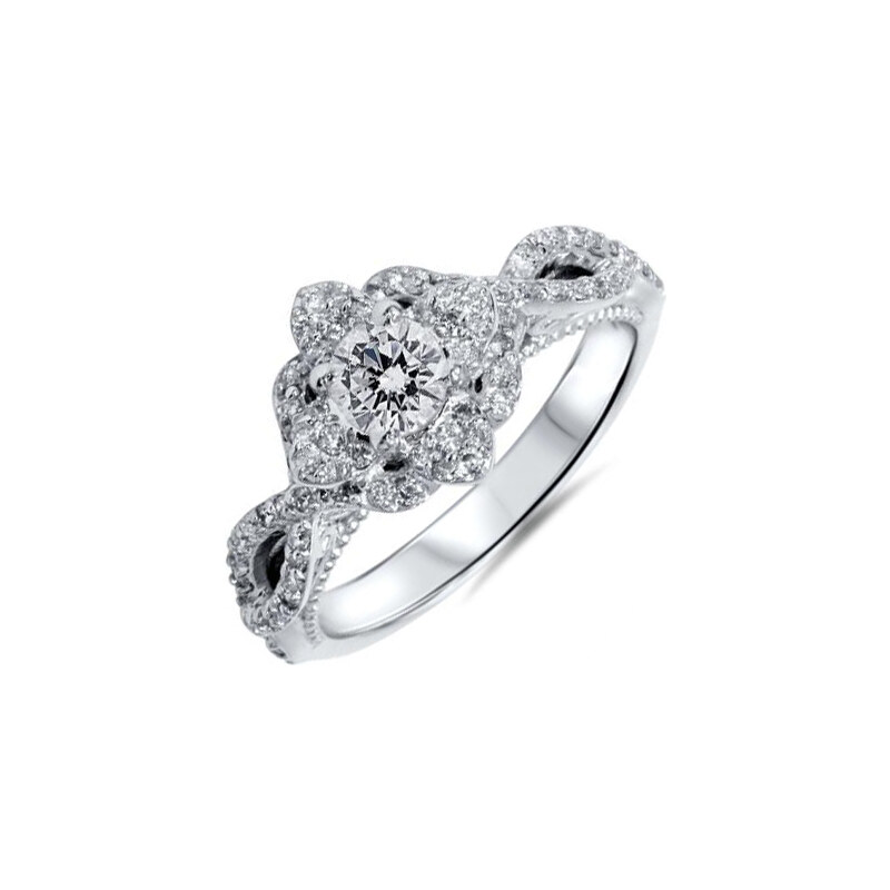Eppi Zásnubní prsten plný diamantů se safíry Francine