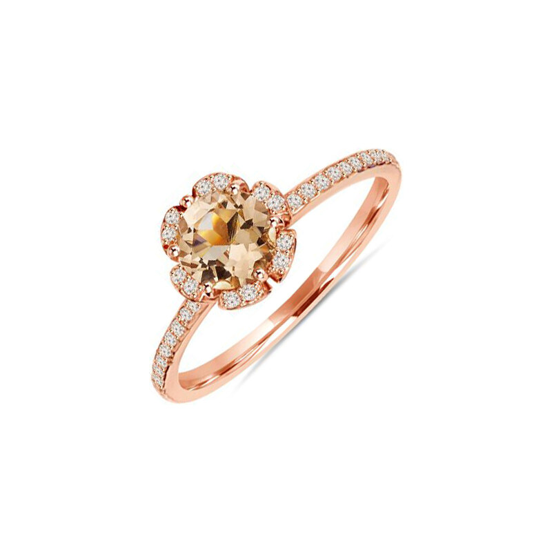 Eppi Květinkový zásnubní prsten s morganitem a diamanty Jokella