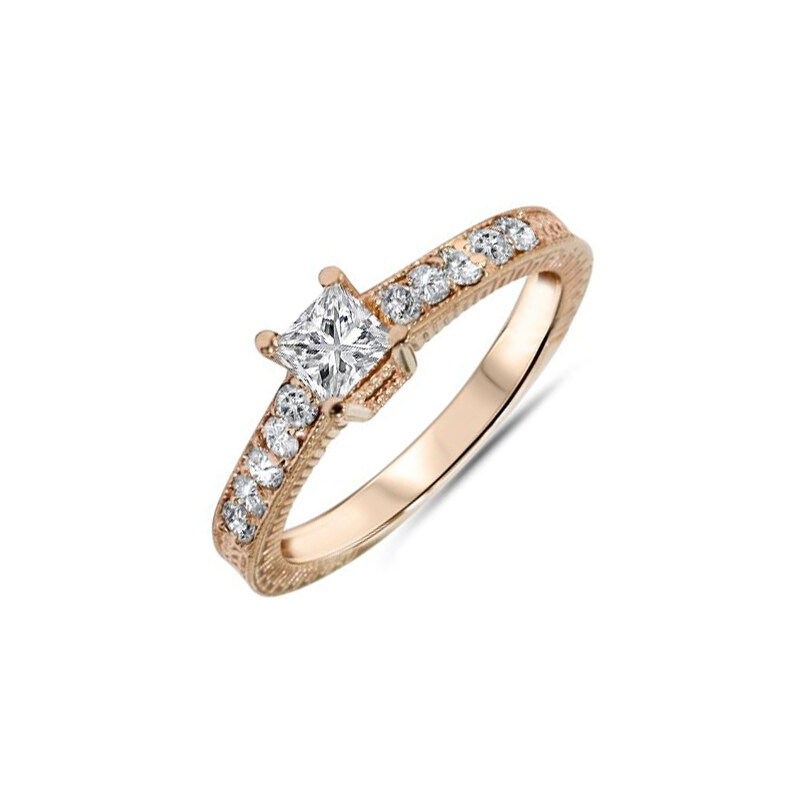 Eppi Zásnubní vintage prsten s princess diamantem Emey