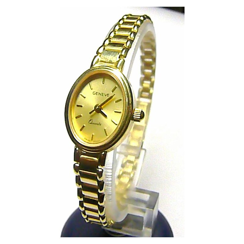 Luxusní společenské dámské švýcarské zlaté hodinky GENEVE 585/19,55gr -  17,5cm - GLAMI.cz