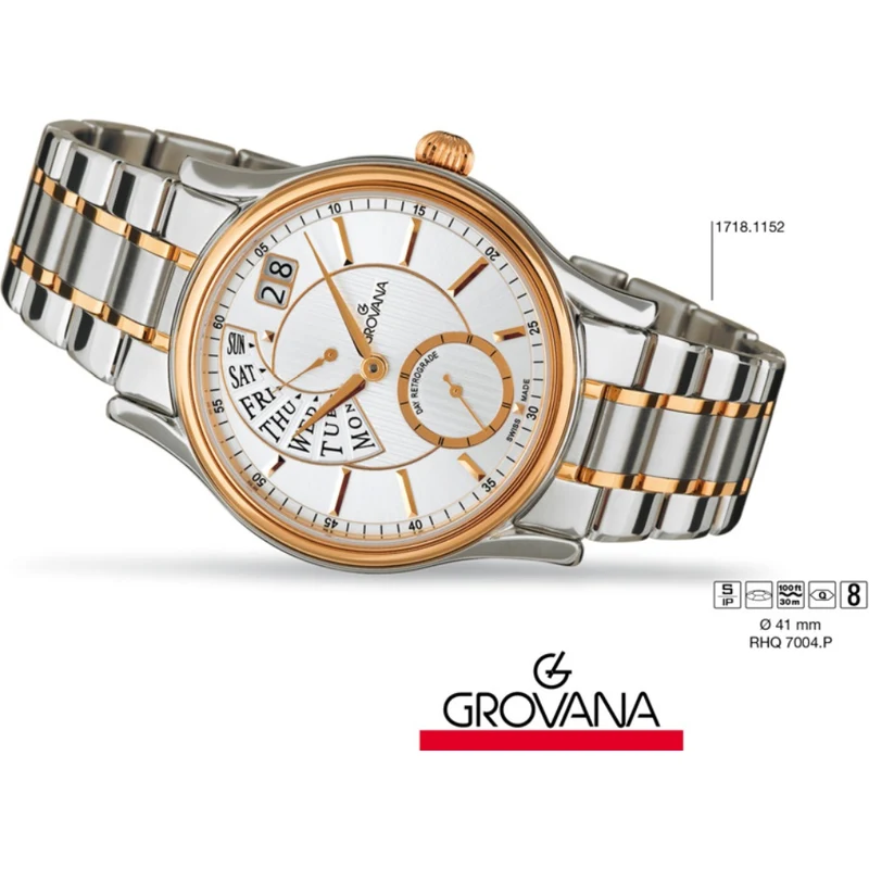 Luxusní retro švýcarské značkové hodinky Grovana RETROGRADE 1718.1152 -  GLAMI.cz