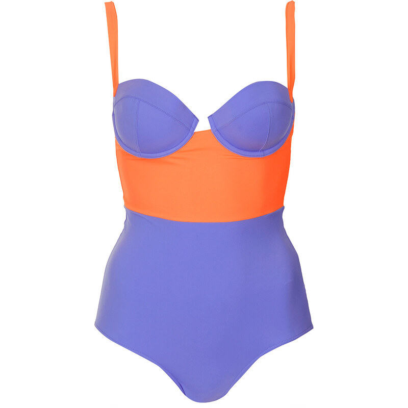 Topshop Bluebell Colourblock Swimsuit