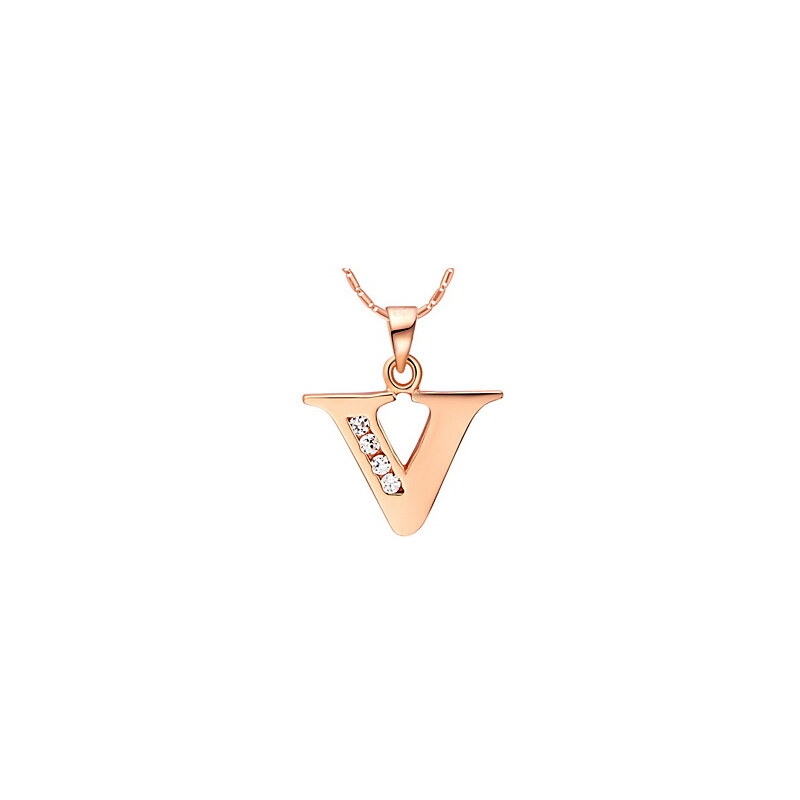 LightInTheBox GracefulV-Logo Alloy Women's Necklace With Rhinestone(1 Pc)(Gold,Silvery)