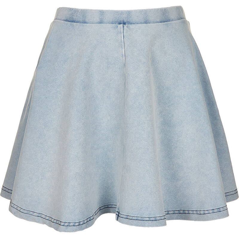 Topshop Petite Denim Look Skater Skirt