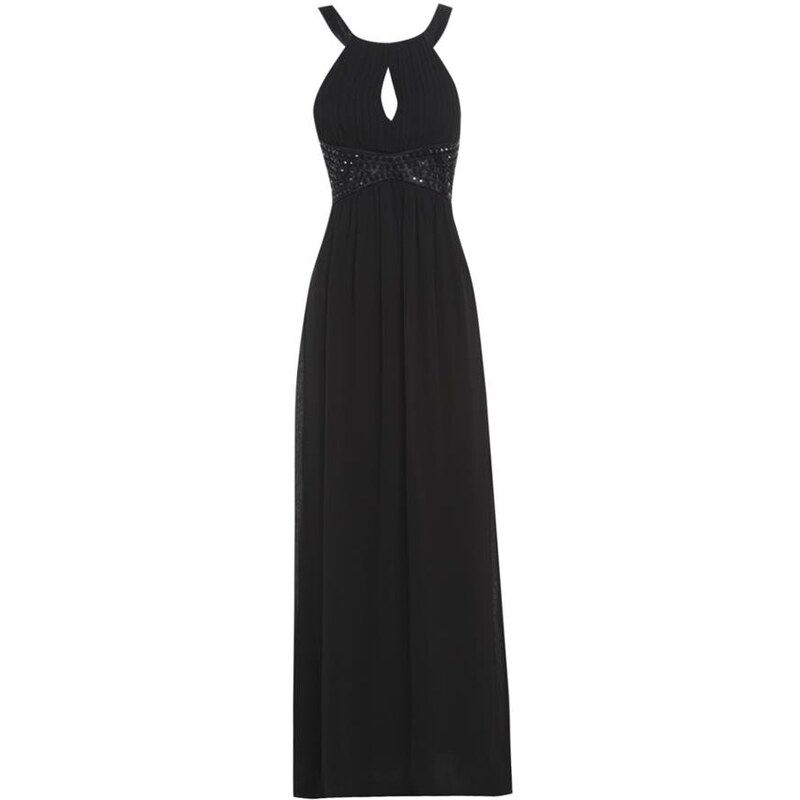 CLOSET Dlouhé černé šaty v pase zdobené
