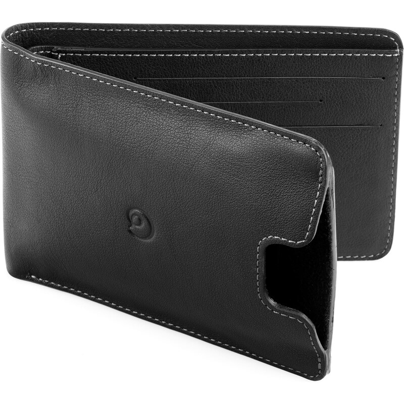 Danny P. Kožená peněženka s pouzdrem na iPhone SE/5S/5 bifold, Černá