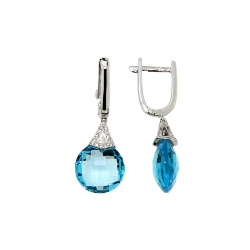 GEMS DIAMONDS Náušnice s diamanty blue topaz Briline 388-0350