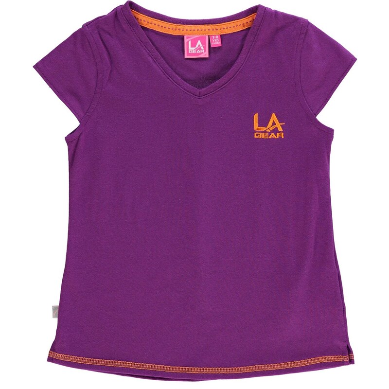 LA Gear V Neck T Shirt Junior Girls, purple