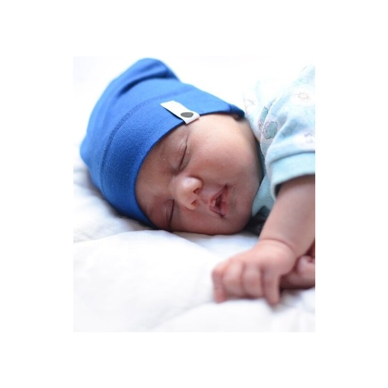Lamama Dětská novorozenecká čepice - modrá