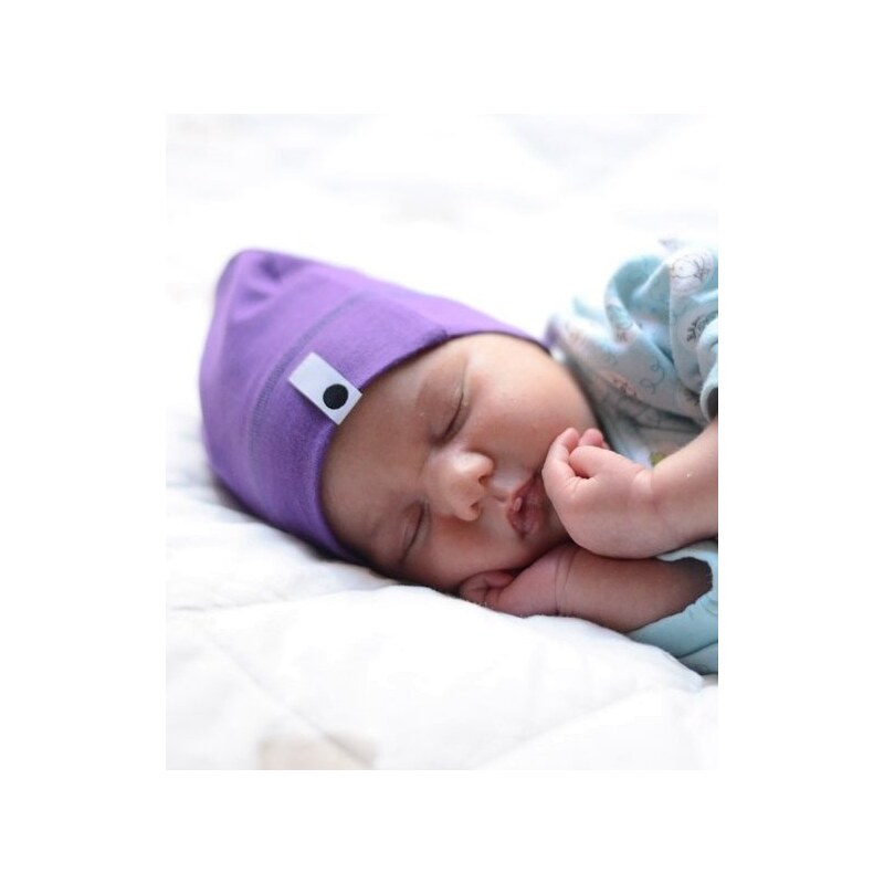 Lamama Dívčí novorozenecká čepice - fialová