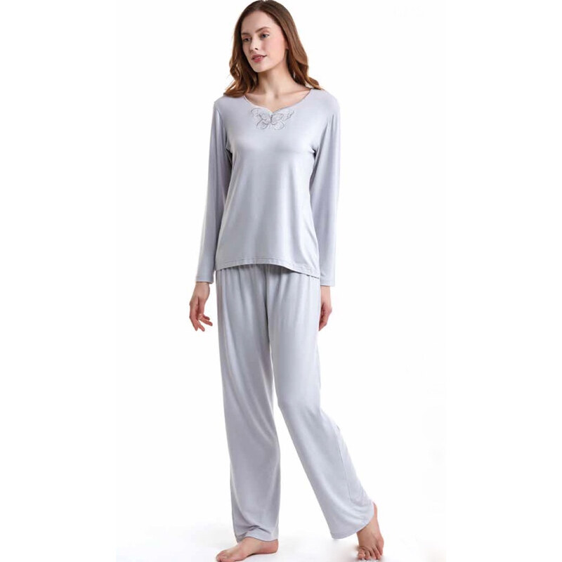 Luisa Moretti Dámské bambusové pyžamo SAHRA - barva stříbrná