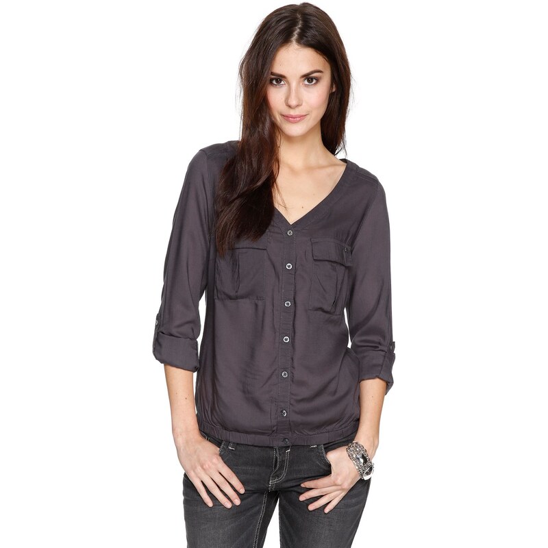 s.Oliver Collarless blouse + pockets