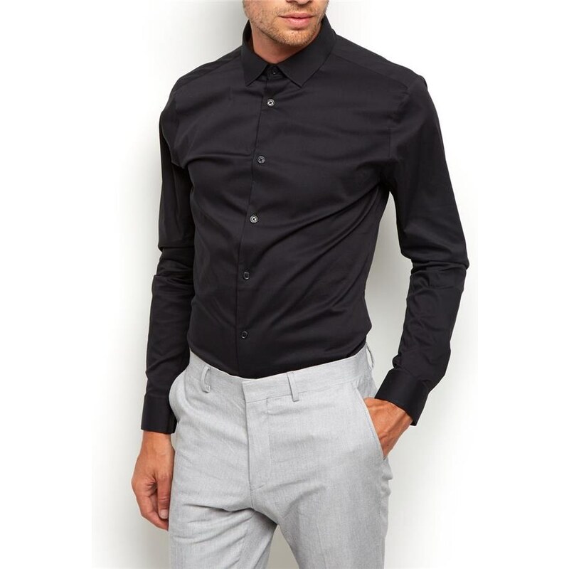 NEW LOOK Strečová černá super slim fit košile