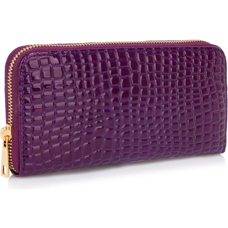 L&S Fashion (Anglie) Lesklá fialová peněženka LSP1074
