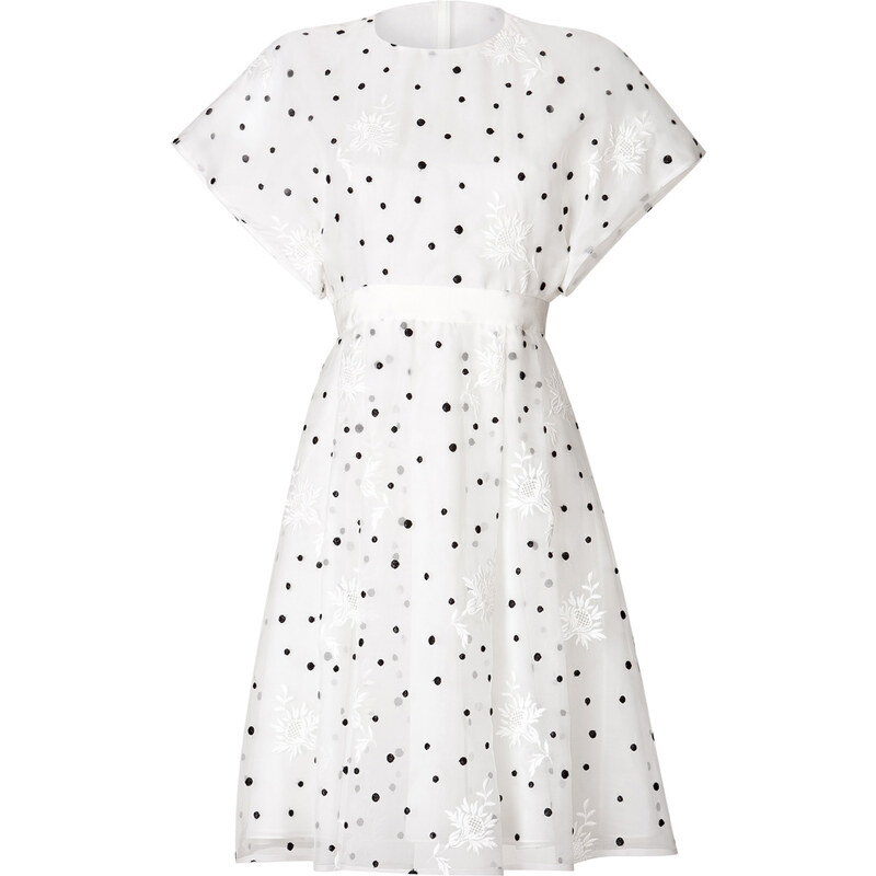 Giambattista Valli Short Sleeve Dot Flare Dress