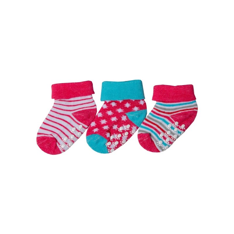 G-mini Dívčí set 3 párů protiskluzových ponožek - barevný