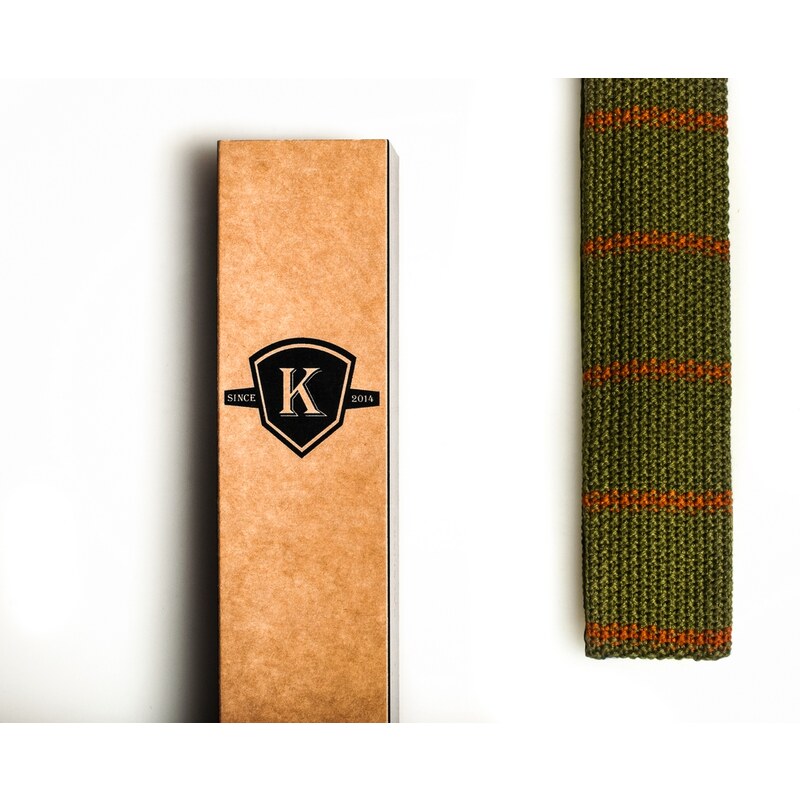 Kavalier's Pletená kravata - Zelená s hnědou