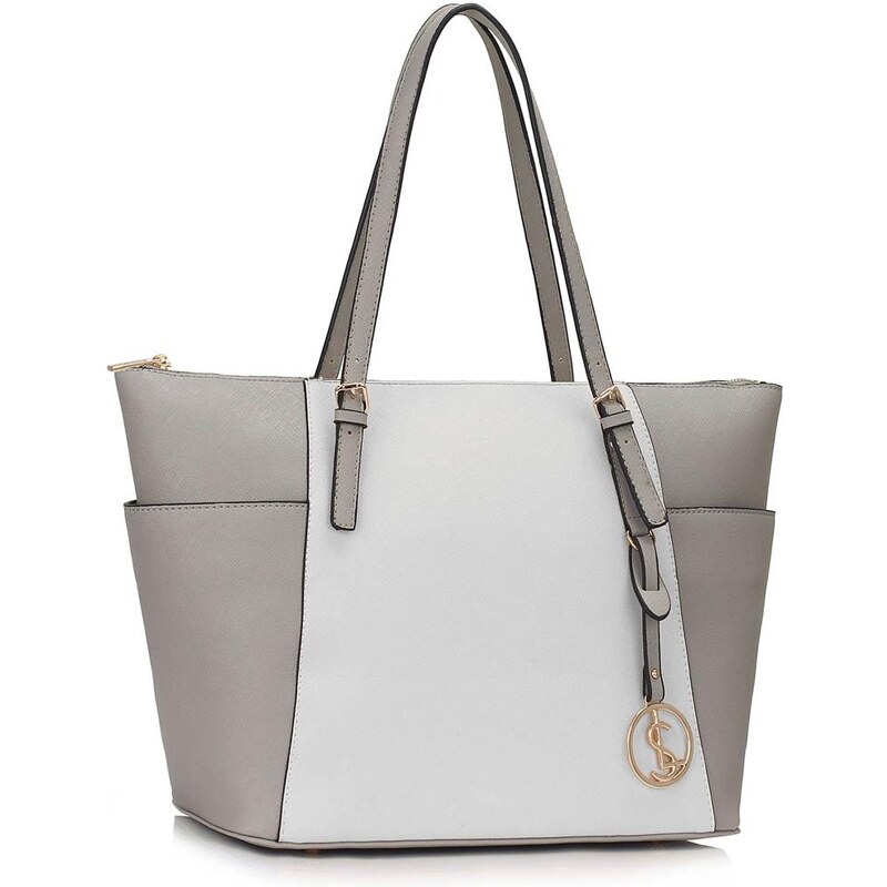 LS fashion LS dámská kabelka velká na rameno LS00350 šedo-bílá