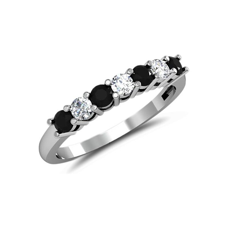 Prsten s bílými a černými diamanty KLENOTA