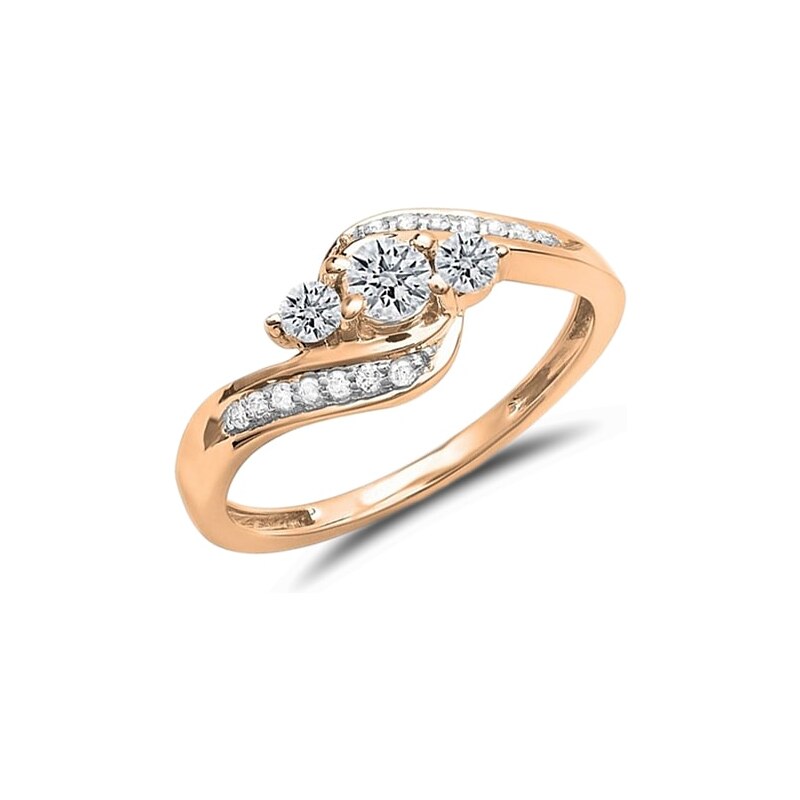 Diamantový zásnubní prsten z růžového zlata KLENOTA je2731