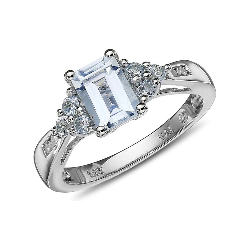 Akvamarínový prsten s topazy a diamanty KLENOTA