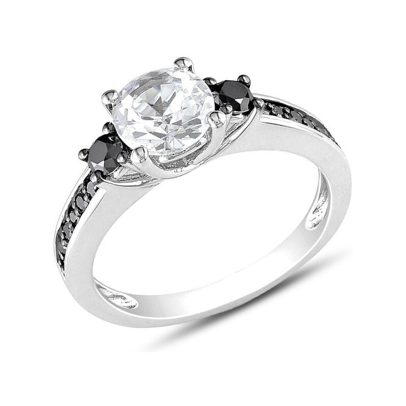 Stříbrný prsten se safíry a diamanty KLENOTA sil1173