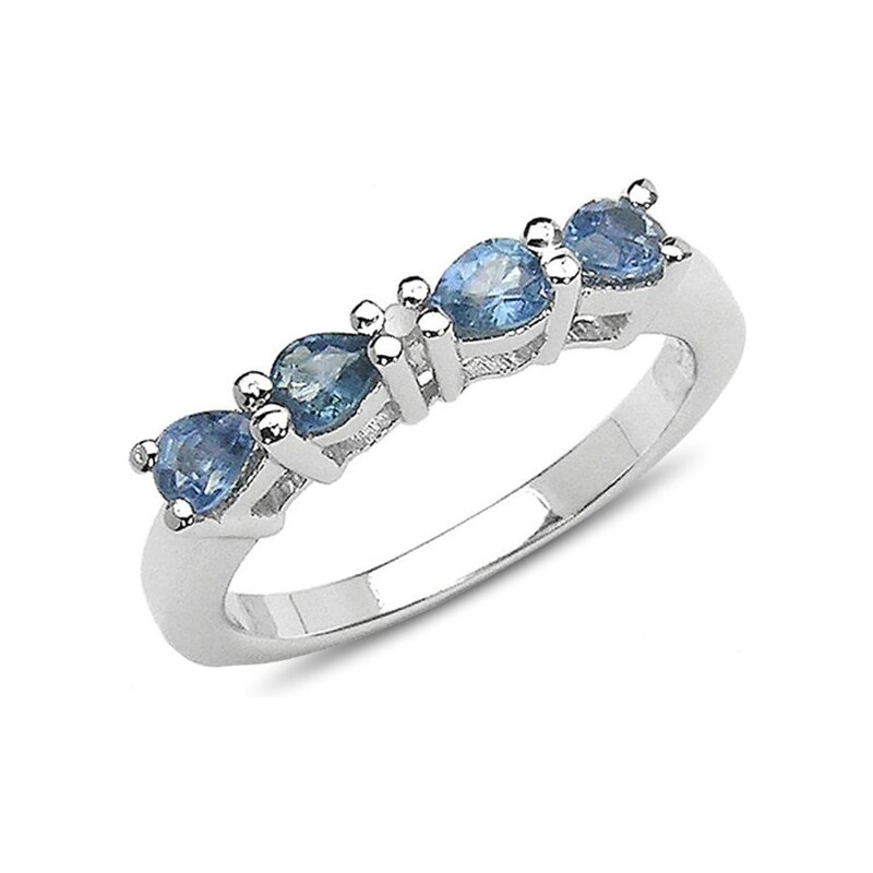 Stříbrný prsten s modrými safíry KLENOTA