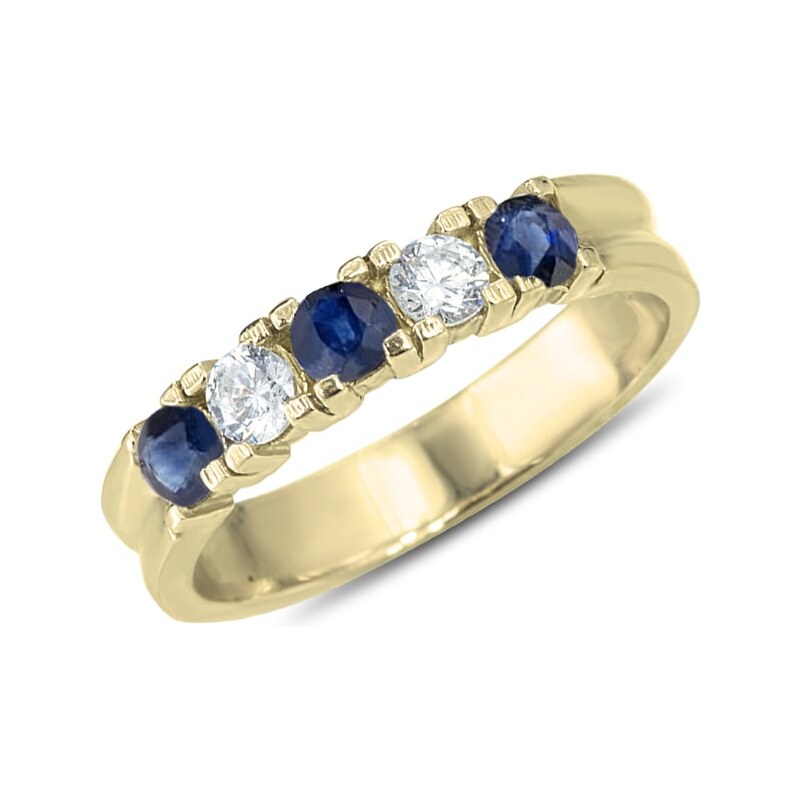 Zlatý prsten se safíry a diamanty KLENOTA kln1330
