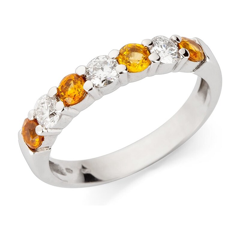 Zlatý prsten se žlutými safíry a diamanty KLENOTA kln1353