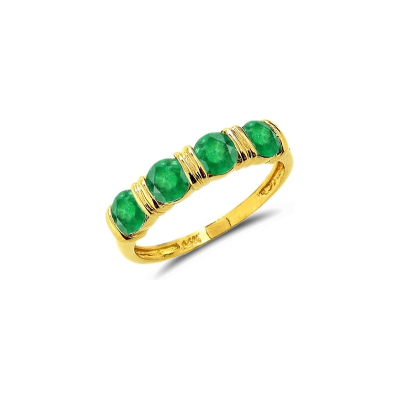 Smaragdový prsten ze žlutého zlata KLENOTA je910